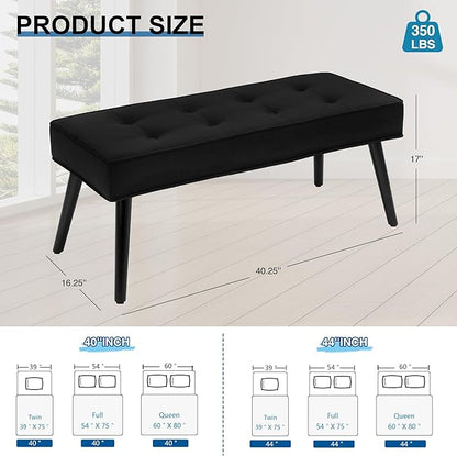 40'' Upholstered Bench, Entryway Ottoman with Wooden Legs for Living Room, End of Bed Bench