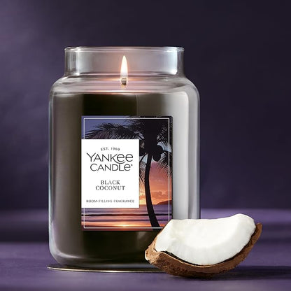 Yankee Candle Black Coconut, Scented Candle, 22oz Large Jar with up to 150 Hour Burn Time, Giftable