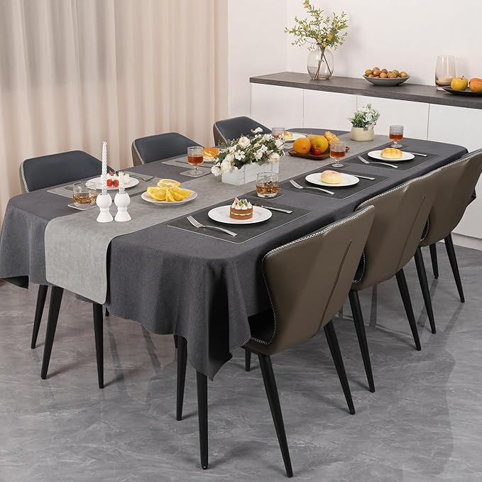 Myir JUN Reversible Vinyl Placemats Set of 6, Faux Leather Place Mats Dual Sided Waterproof Oilproof Wipeable, Heat-Resistant Table Mats for Kitchen Dining Indoor Outdoor (12" x 17", Light Gray Gray)