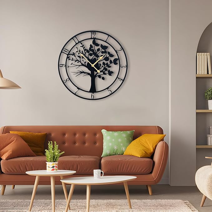 Blorple 30inch/76cm Extra Large Tree of Life Wall Clocks for Living Room Decor,Bedroom,Battery Operated,Metal,Decorative,Analog,Silent,Non Ticking Wall Clock,Room Wall Decor (Tree of Life, 30 inches)