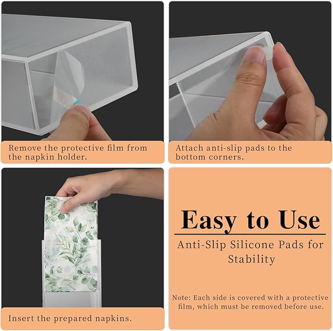 Acrylic Guest Towel Holder, Clear Vertical Napkin Dispenser Space Saving for Bathroom, Waterproof Disposable Hand Towel Box for Kitchen, Modern Dining Table Napkin Storage for Home Hotel Office