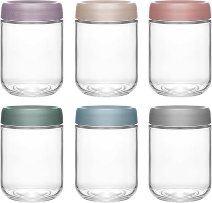 Xileanalee Overnight Oats Containers with Lids 6 Pack-16 Oz Mason Jar with Lids-Overnight Oats Jars Glass Food Storage Containers for Chia Seed Pudding Salad Cereal Coffee Spices