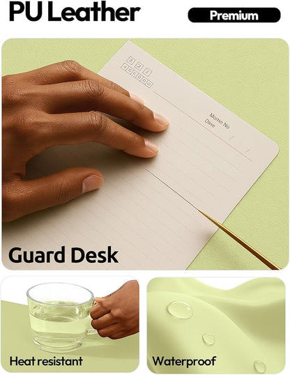 YSAGi Leather Desk Protector, Office Mat, Large Mouse Mat, Non-Slip PU Leather Blotter, Laptop Desk Pad, Waterproof Writing Pad for Office and Home (Peak Green, 47.2" x 23.6")