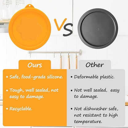 1 Cup 2 Cup 4 Cup Round Silicone Replacement Lids for Pyrex 7202-PC, 7200-PC, 7201-PC Glass Bowls, 6 Pack, Microwave & Dishwasher & Freezer Safe (Container not Included)
