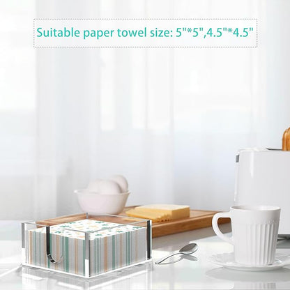 Rubtlamp 1Pcs Acrylic Napkin Holder Bathroom - 0.27Inch Thickness Acrylic Guest Towel Holder - Hand Towel Tray for Kitchen, Parties, Weddings, Party, Hotel, Restaurant（Clear, 5.5”X5.5”X2.5”）