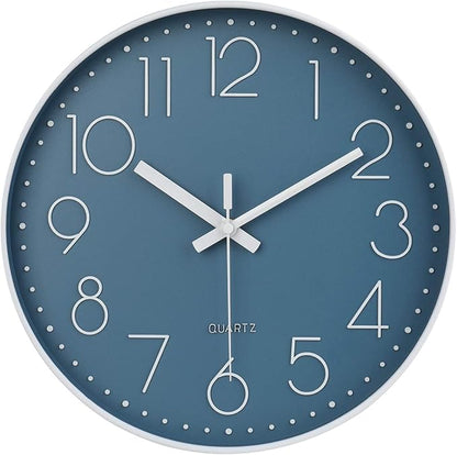 jomparis 13 1/2 Inches Blue Wall Clock Modern Style Indoor Outdoor Decor Clocks for Pool Patio Home Bedroom Living Room