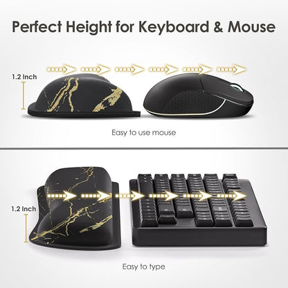 Gimars Upgrade Enlarge Gel Memory Foam Set Keyboard Wrist Rest Pad, Mouse Wrist Cushion Support for Office, Computer, Laptop, Mac, Comfortable, Lightweight for Easy Typing Pain Relief,Marbling