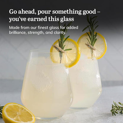 Libbey Signature Greenwich Stemless Wine Gift Set of 4, 18 ounce
