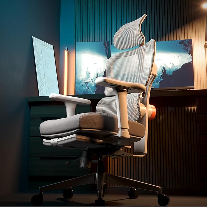 Newtral Ergonomic Office Chair with Auto-Following Lumbar Support, 136° Recline, Computer Desk Chair with 4D Armrests & Adjustable Headrest