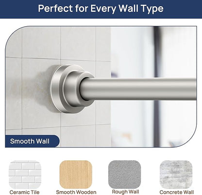 ENJOYBASICS 2 Pack Adjustable Spring Tension Curtain Rods 32 to 78 Inches, Stainless Steel Nickel Shower Rod No Drilling for Window, Bathroom, Closet, Room Divider, 7/8" Diameter
