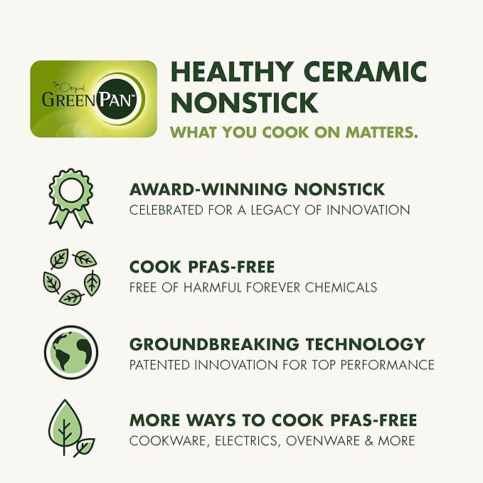 GreenPan Swift Healthy Ceramic Nonstick, 8" Frying Pan Skillet, Stainless Steel Handle, PFAS-Free, Dishwasher Safe, Oven Safe, Black