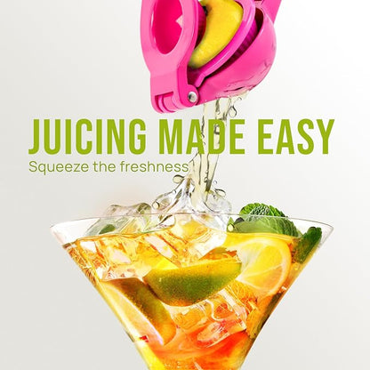 Zulay Kitchen Metal 2-in-1 Lemon Squeezer - Sturdy Max Extraction Hand Juicer Lemon Squeezer Gets Every Last Drop - Easy to Clean Manual Citrus Juicer - Easy-Use Lemon Juicer Squeezer - Dragonfruit