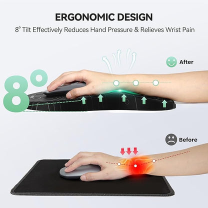 TECKNET Ergonomic Mouse Pad with Wrist Rest, Soft Mousepad with Massage Design, Memory Foam and Non-Slip PU Base for Pain Relief, Gaming Mouse Pad for Desk, Home, Office, 12x8 Inches, Black White