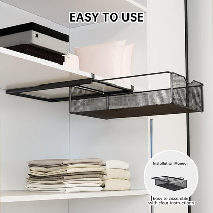 2 Pack Underwear Sock Drawer Organizer Set, Pull-Out Storage Baskets for Bra & Clothing, Closet & Dorm Room Organization Essentials(Black)