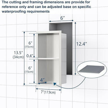 Qeke Shower Foot Rest for Shaving Legs, 304 Stainless Steel Footrest Niche With Holder, Recessed Shower Niche, Brushed Nickel, 5.9" X 12.3"