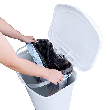 Glad 13 Gallon Trash Can with Clorox Odor Protection | Plastic Kitchen Waste Bin | Hands Free with Step On Foot Pedal and Garbage Bag Rings, White