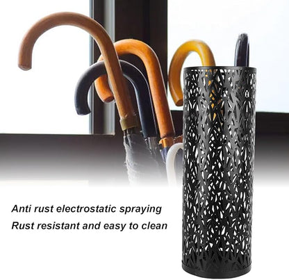 Umbrella Stand Rack for Entryway Metal Hollowed Freestanding Round Umbrella Holder Organizer Bin for Home Hotel Office Decor (Medium)