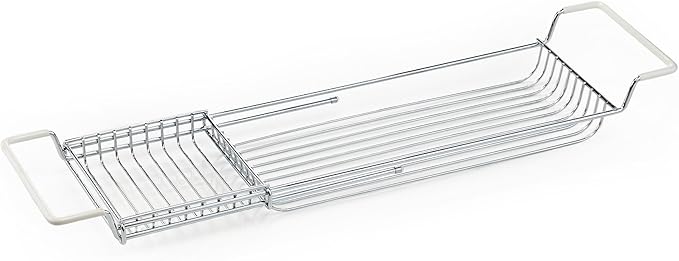 Home Intuition Stainless Steel Expandable Shower Bathtub Tray Over The Clawfoot Tub Bath Caddy