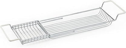 Home Intuition Stainless Steel Expandable Shower Bathtub Tray Over The Clawfoot Tub Bath Caddy