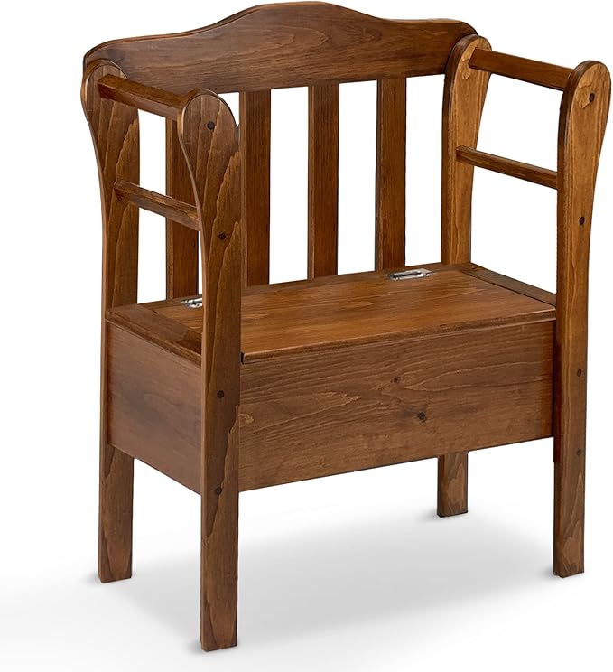 Peaceful Classics Bench with Storage - Small Wooden Storage Bench for Entryway, Hallway, Mudroom, Farmhouse, Bedroom, & Living Room, Amish Handmade Furniture Storage Organizer, Cherry