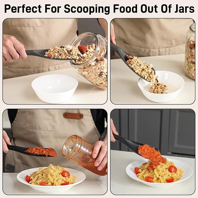 3 PACK Silicone Cooking Spatula & Spoon for Nonstick Cookware, Multifunction Spoonula for Baking, Cooking, Serving, Mixing, Stirring, Scoop, Scrape - One-Piece Formed, Sturdy BPA-Free, Dishwasher Safe