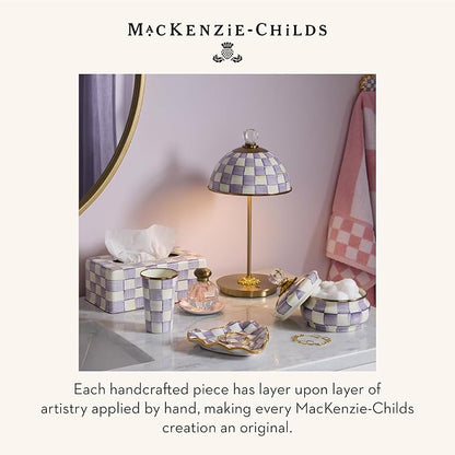 MACKENZIE-CHILDS Boutique Tissue-Box Cover, Square Tissue Holder for Home Decor, Purple-and-White Violet Check