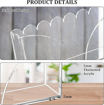 Acrylic Guest Towel Holder Scalloped Tray Set of 2 for Bathroom Clear Waterproof Disposable Paper Hand Towel Napkin Holder Stand with Non-Slip Pads for Table Home Kitchen Vanity Counter Hotel