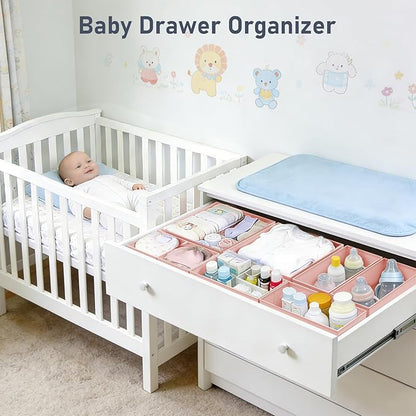 DIMJ Drawer Organizer Clothes - 30 Pack Baby Dresser Organizer for Nursery Closet Organization, Fabric Drawer Organizer Bins for Underwears Socks Bras, Foldable Storage Dividers for Bedroom