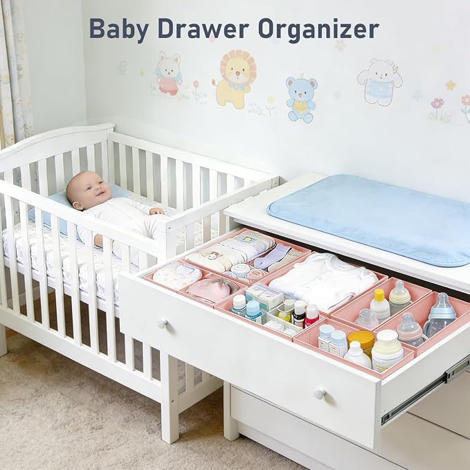 DIMJ Drawer Organizer Clothes 28 Pack - Foldable Baby Organizers and Storage Dresser Organizer for Bedroom, Closet Nursery Organization Dresser Dividers for underwear, Sock, Bra, Belt, Tie