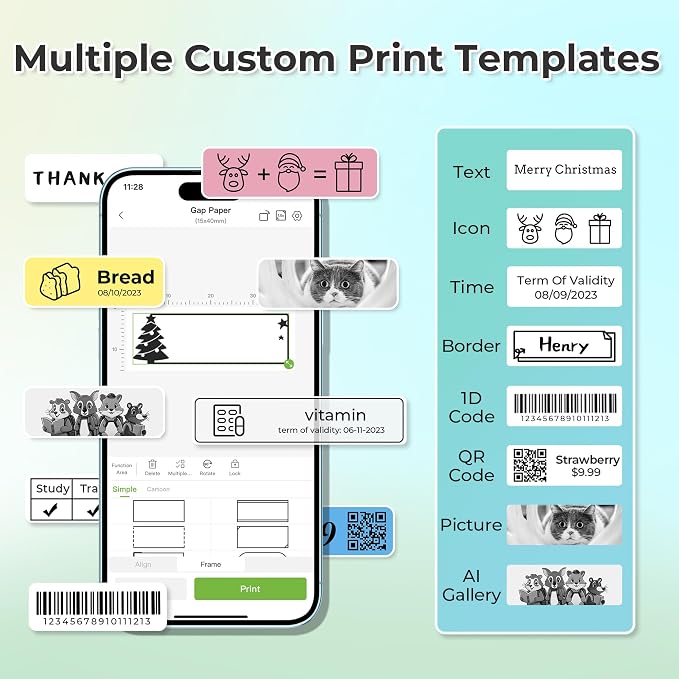 Nelko Label Maker Machine with Tape, P21 Bluetooth Label Printer, Wireless Mini Label Makers with Multiple Templates for Organizing Office Home, Cyan