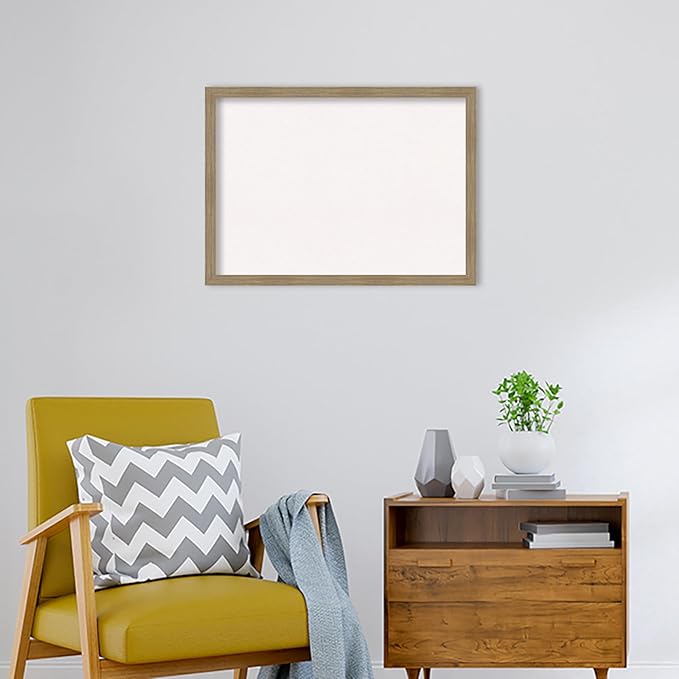 Amanti Art White Cork Board for Wall, 22x30 Vision Board with Brown Wood Frame, Medium Corkboard Office Decor for Home Organization, Casual Corkboard Pinboard to display items for home organization