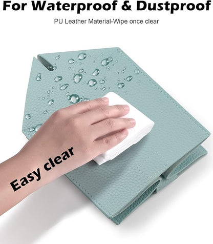 Tclouda Tissue Box Cover for PU Leather, Modern Simple Solid Color Holder Square Tissue Bag, Ideal for Bathrooms,Office,Car,Nightstand,Outdoor Tent,Dining Table,5"X5"X5", Double Blue