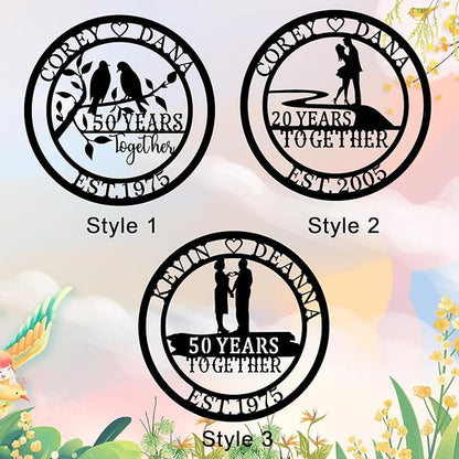 50th Wedding Gifts for Parents 20th/30th/40th/60th/Every Anniversary Wedding Gifts for Couple Parent Husband Wife, Best Anniversary Custom Gifts, Custom Metal Name Sign