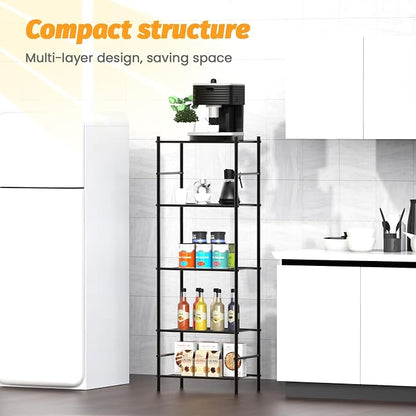 Abiglifty Storage Shelves, 5 Tier Metal Shelf Organizer, Garage Shelving with Adjustable Leveling Feet, Shelves Organizer for Bathroom, Closet, Garage, 18" x 12" x 57", Black