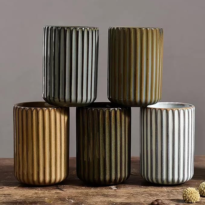 Ceramic Toothbrush Holder for Bathroom, Ceramic Toothbrush Cup, Toothpaste Organizer for Bathroom Countertop, Bathroom Storage Organizer, Kiln Transformation Cup (Brown)