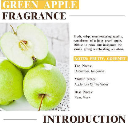 EUQEE Green Apple Fragrance Oils, 2.02 Fl oz / 60ml Essential Oils for Diffuser, Candle Making, DIY Soap with Glass Dropper