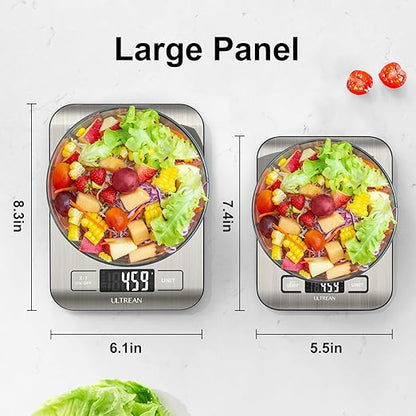 Ultrean Food Scale, 33lb Digital Kitchen Scale for Food Ounces Grams, 304 Stainless Steel, Type-C Charging and Batteries, Perfect for Meal Prep, Cooking, and Baking