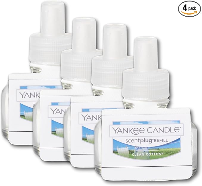 Yankee Candle ScentPlug Refill Clean Cotton, 0.625 Fl OZ (Pack of 4)