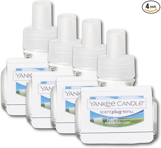 Yankee Candle ScentPlug Refill Clean Cotton, 0.625 Fl OZ (Pack of 4)