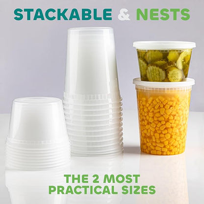 JoyServe Deli Food Containers with Lids - (144 Sets) Bulk Case of 72-32 Oz Quarts & 72-16 Oz Pints Airtight Food Storage Takeout Meal Prep Containers, BPA-Free, Dishwasher, Microwave Safe