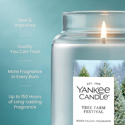 Yankee Candle Tree Farm Festival, Christmas Scented Candle, 22oz Large Jar with up to 150 Hour Burn Time, Giftable, Holidays