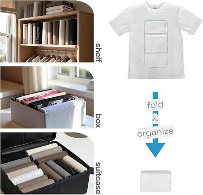 10-Pack Medium PLIIO Shirt Folder & Clothes Organizer - Foldable T-Shirt Folding Board, Drawer Organizer for Clothing, Space-Saving Wardrobe & Suitcase Storage Solution