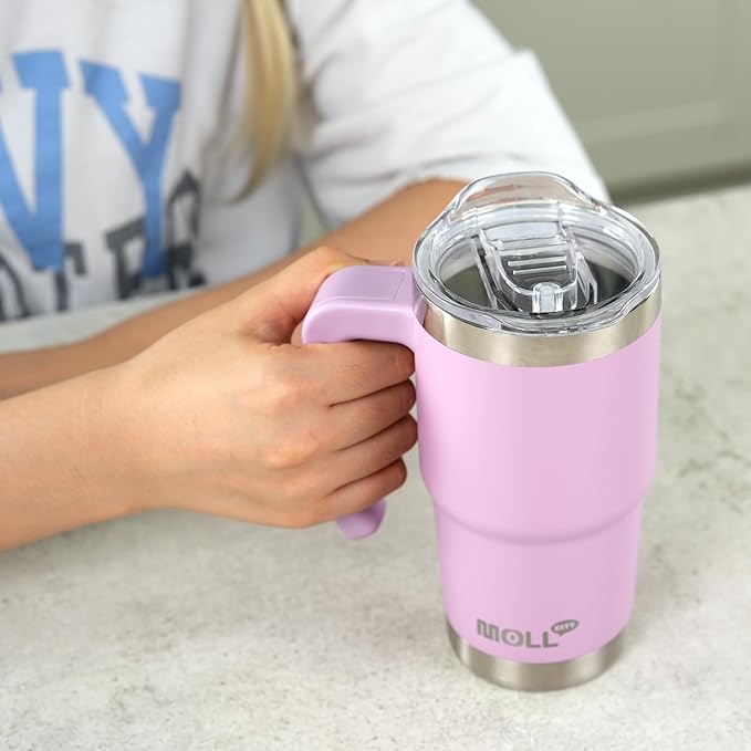 16 oz Tumbler with Handle Reusable Stainless Steel Vacuum Insulated Tumbler Cups with Lid and Straw for Women, Girls (Apple Green)