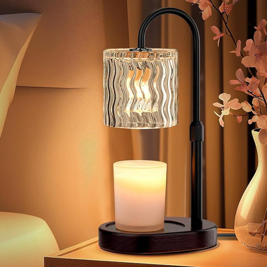 Candle Warmer Lamp Electric: Dimmable Timer Candles Warming Lamps - Height Adjustable Burner Jar - No Flame Scented Melts Wax - All Candle Jars Table Light Home Decor