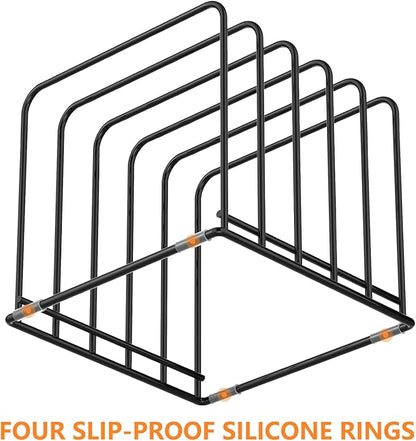 Kitchen Cabinet Organizer, Steel Cookware Holder, Divided Holder with 5 Slots for Skillets Baking Tray and Chopping Board Rack - Baking Pan Holder Storage (2 PCS)