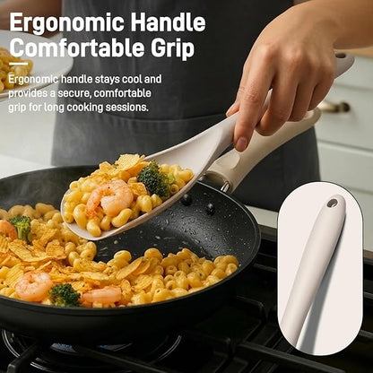 3 PACK Silicone Cooking Spatula & Spoon for Nonstick Cookware, Multifunction Spoonula for Baking, Cooking, Serving, Mixing, Stirring, Scoop, Scrape - One-Piece Formed, Sturdy BPA-Free, Dishwasher Safe