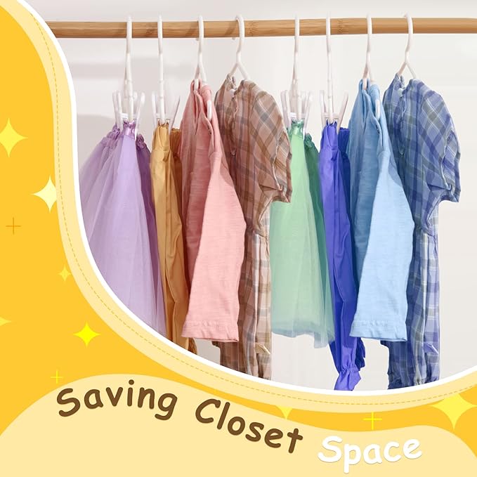 Hsei 5/10/40 Pack Baby Hangers with 10/20/80 Clips, Plastic Kids Pants Hangers for Nursery Closet Top and Bottom Clothes Hanger Set for Newborn Infant Toddler(60 Packs Total,White,10.6 Inch)