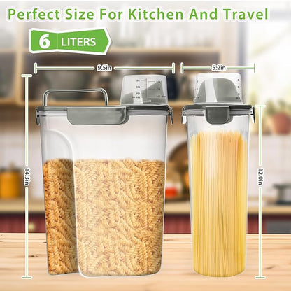 Viretec Rice Storage Container, 5 to 10lb Dry Food Airtight Dispenser, Pet Dog Cat Food Canister, BPA Free Clear Plastic Kitchen and Pantry Bin for Oatmeal, Cereal, Pasta, Flour Pack of 2 Grey