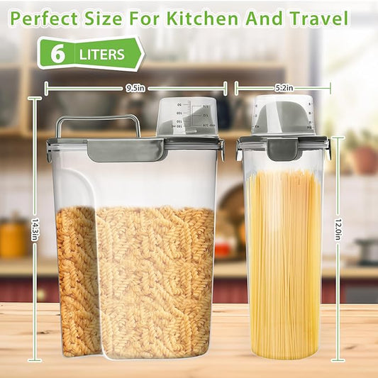 Viretec Rice Storage Container, 5 to 10lb Dry Food Airtight Dispenser, Pet Dog Cat Food Canister, BPA Free Clear Plastic Kitchen and Pantry Organization Bin for Oatmeal, Grain, Cereal, Pasta, Flour