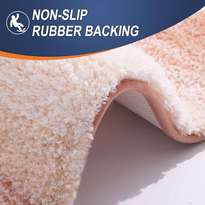 OLANLY Large Bathroom Rugs Mat 40x24, Extra Soft Absorbent Microfiber Bath Rugs, Rubber Backing, Quick Dry, Machine Washable Bath Mats for Bathroom Floor, Tub and Shower, Home Decor Accessories, Peach
